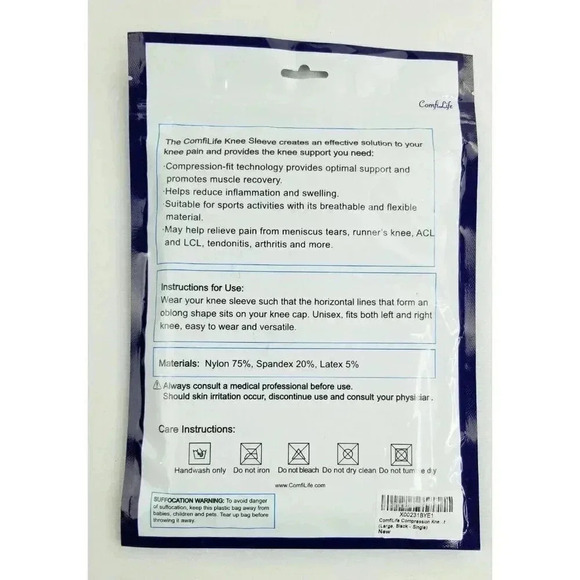 Comfilife Size Large Compression Fit Knee Sleeve Unisex Knee Support Anti Slip - Picture 5 of 8